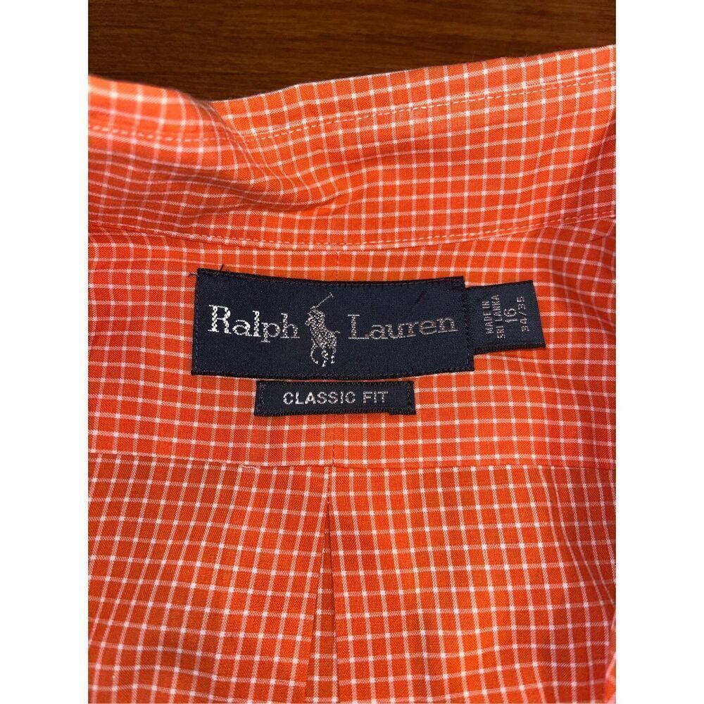 Ralph Lauren Men's Adult Sz 16 34/35 Button Shirt Long Sleeve Orange - Picture 2 of 5